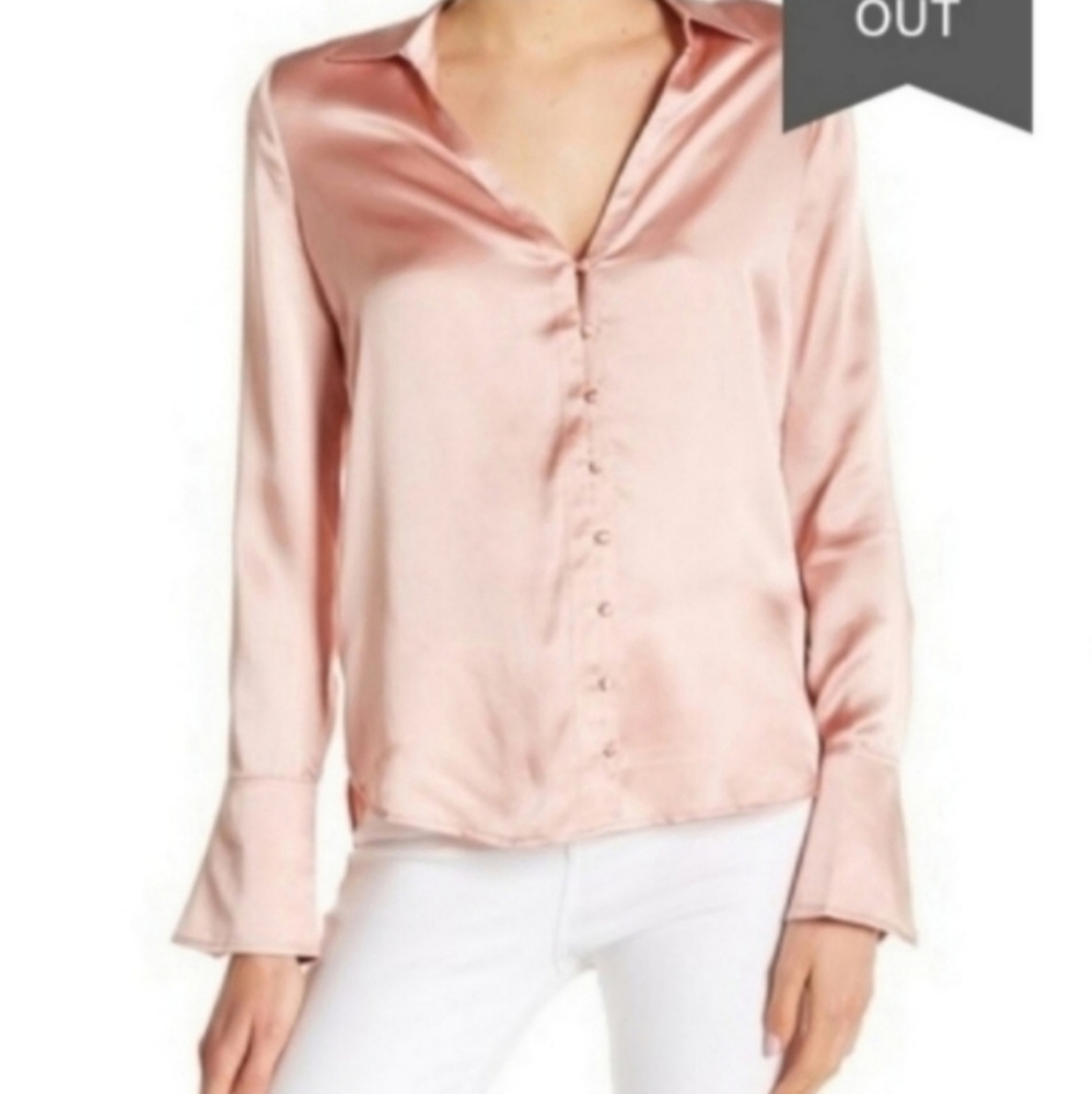 Paige Toscani Bell Cuff Silk Top Size Medium